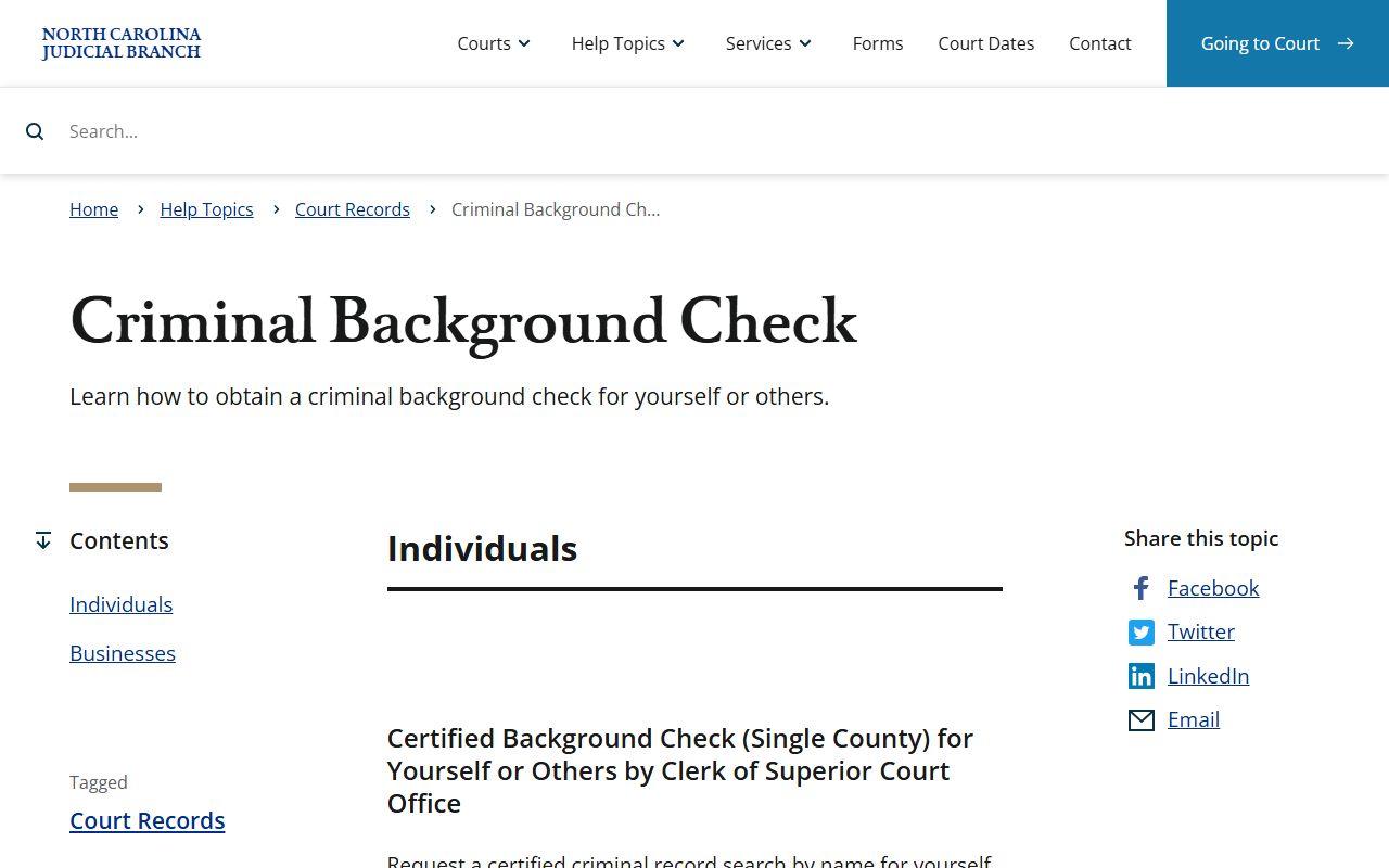 North Carolina certified criminal background check instructions for Stanly County court records